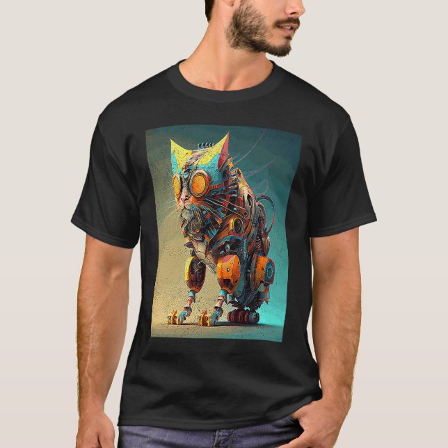 Camiseta Robô Gato Colorido (Frente)