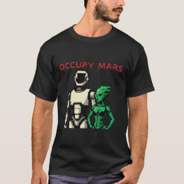 Camiseta Robô Humanoide Futurista em um Planeta Alien