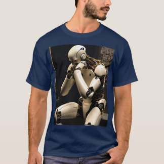 Camiseta robô humanoide na posição exata