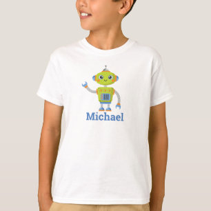 Camiseta Robô Legal Nome Blue Green Kids