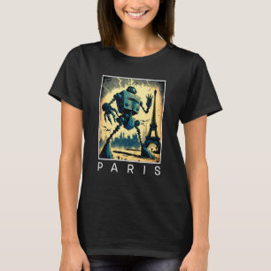 Camiseta Robô Mau gigante atacando Paris Sci Fi