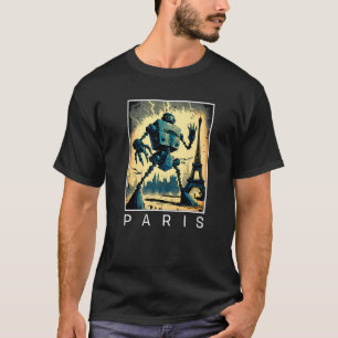 Camiseta Robô Mau gigante atacando Paris Sci Fi
