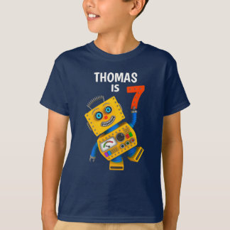 Camiseta Robô personalizável de 7 aniversário de 7 anos