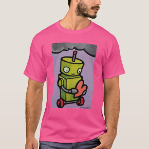 Camiseta Robô que guardara um coração sob uma nuvem