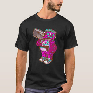 Camiseta Robô retrô com cassete para fãs de música antiga