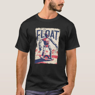 Camiseta Robô retro de uma roda Eskate skate flutuando em