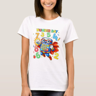 Camiseta Robô Super-Herói Números Matemáticos Fofo