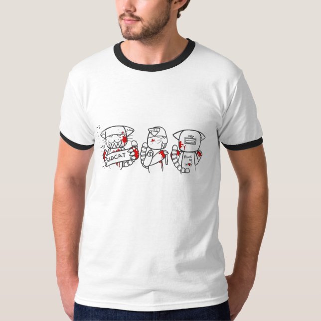 Camiseta ROBO-TEC: gato mau: 3 (Frente)