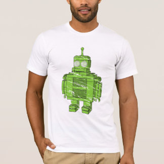 Camiseta Robô verde retro com riscos