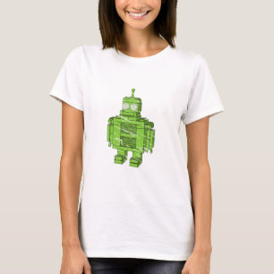 Camiseta Robô verde retro com riscos