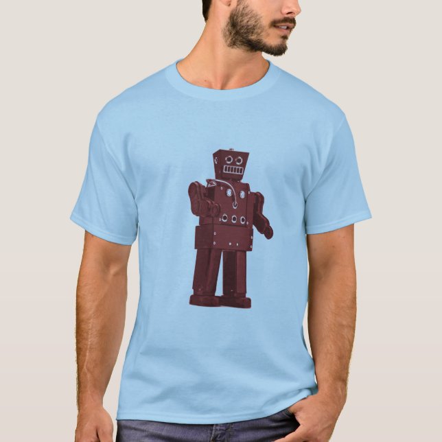 Camiseta Robô vermelho do brinquedo no azul (Frente)