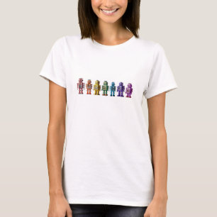 Camiseta Robôs arco-íris