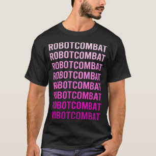 Camiseta Robôs de Combate de Texto Rosa