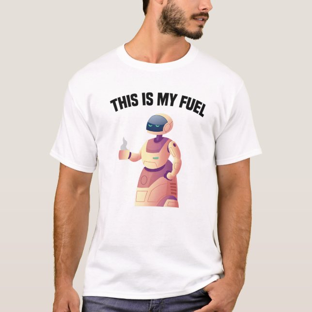 Camiseta Robôs - Este É O Meu Combustível - Café - Engenhei (Frente)