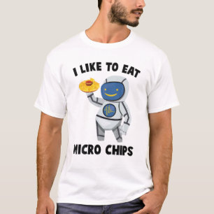 Camiseta Robôs - Eu Gosto De Comer Micro Chips - Nachos - E