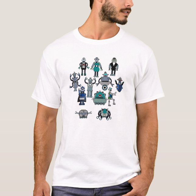 Camiseta ROBÔS! tshirt retro do robô do steampunk - geek (Frente)