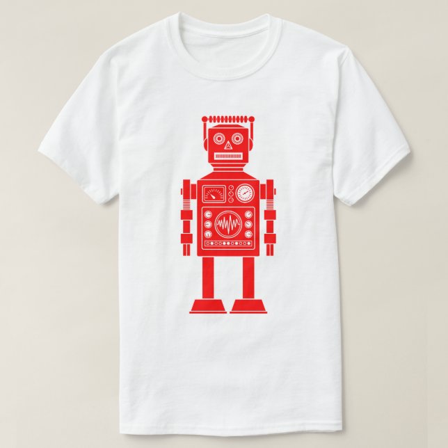 Camiseta Robot 270620/06 - T-Shirt Vermelho e Branco (Frente do Design)