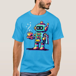 Camiseta Robot Barista - Design de café de Arte em Pixel
