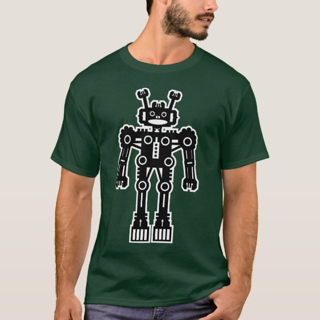 Camiseta Robot Mk I - (White Outline) - Personalizado (Frente)