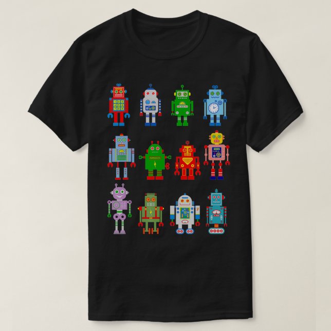 Camiseta Robot Robotics Retro Team 12 Toy Divertido Eng AI (Frente do Design)