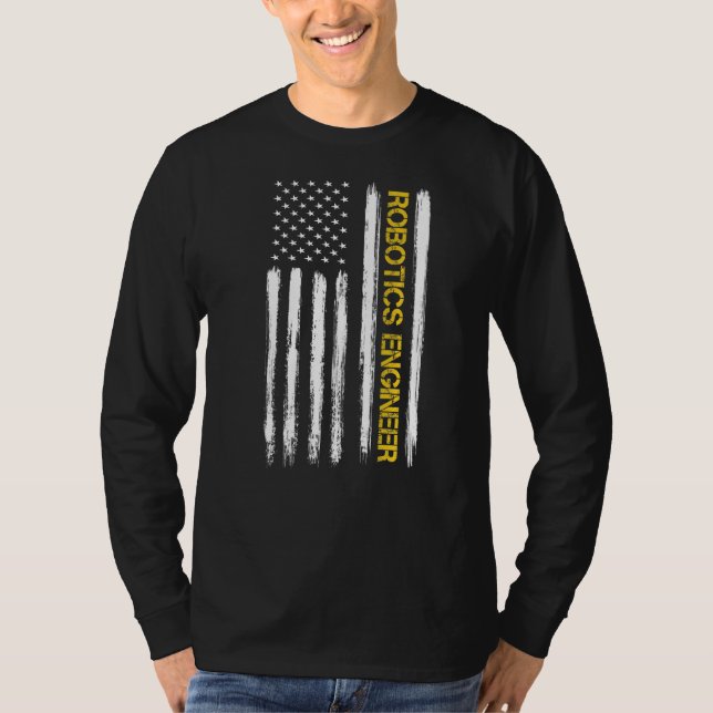 Camiseta Robotics Engenheiro American Flag Engineering Grad (Frente)