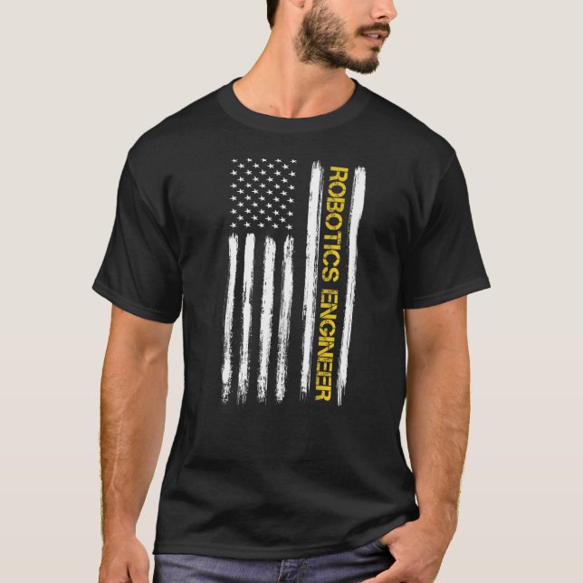 Camiseta Robotics Engenheiro American Flag Engineering Grad (Frente)