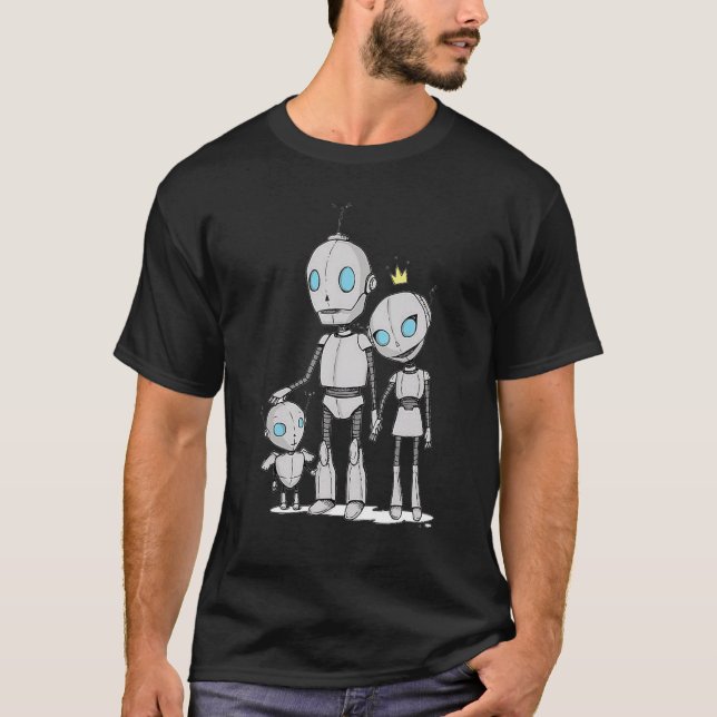 Camiseta Robots Family Pai Mãe Kid Bot Droid Toy Robotics 1 (Frente)