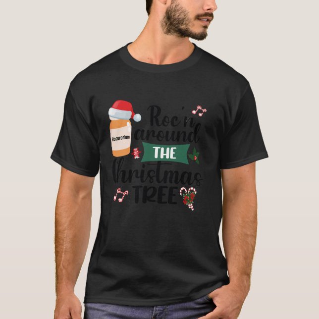Camiseta Roc em volta da árvore de Natal ER ED ICU Enfermei (Frente)