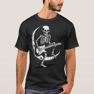 Camiseta Roca no Esqueleto da Lua Rock And Roll