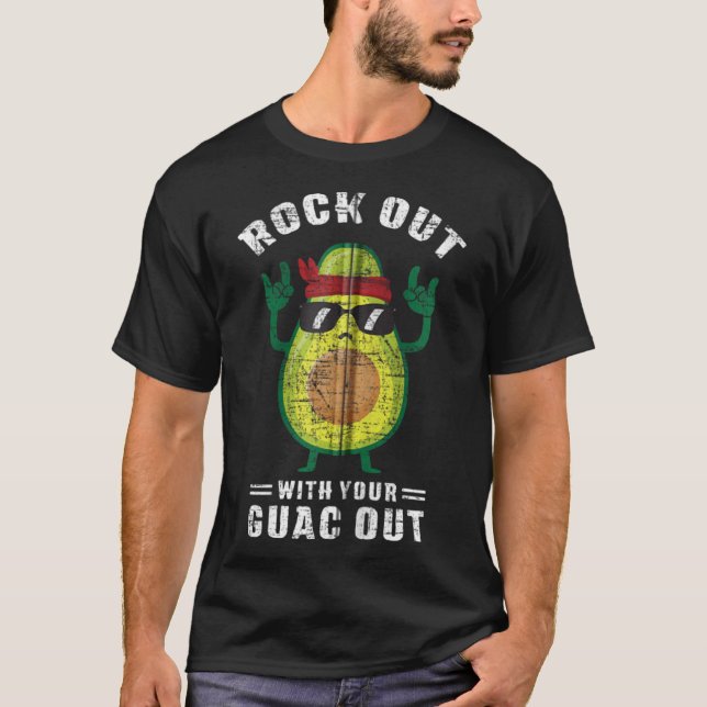 Camiseta Rocha com seu guac fora Avocado Rock n Roll d (Frente)