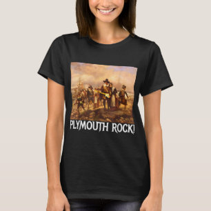 Camiseta Rocha de Plymouth! Ação de Graças Peregrinos Rocki