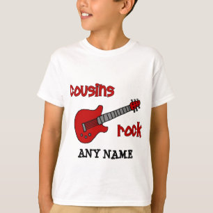 Camiseta Rocha dos primos! com guitarra vermelha
