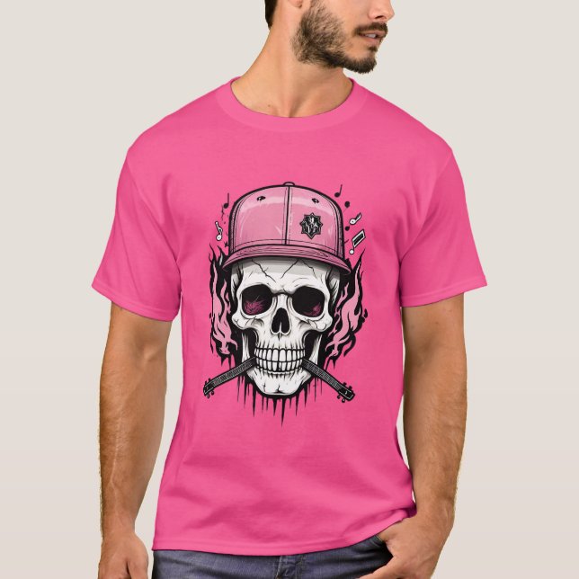 Camiseta Rocha e Roll Caveira T-Shirt Cracking Face (Frente)