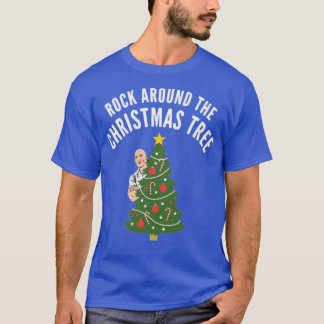 Camiseta Rocha em torno da árvore de Natal