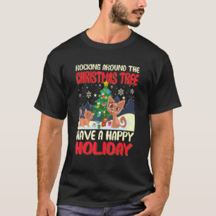 Camiseta Rocha Em Torno Da Árvore De Natal Tem Uma Feliz Ho