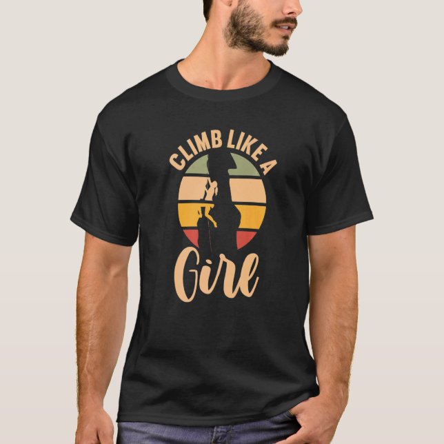 Camiseta Rocha Escalando Retro Escalando Como Uma Garota (Frente)