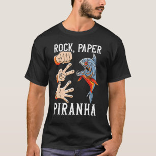 Camiseta Rocha Papel Piranhã Domador de Peixes Aquarista Ma