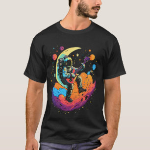 Camiseta Rochador Lunar Astronauta Psicodélico Guitarrista