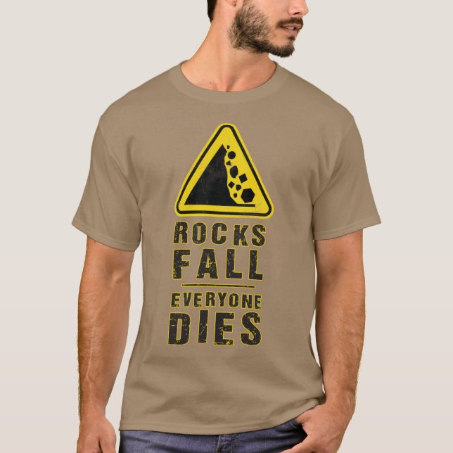 Camiseta Rochas Caem Todos Morrem (Frente)