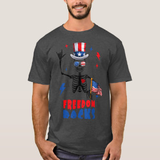 Camiseta Rochas da Liberdade, Esqueleto 4 de julho, Retrô 4
