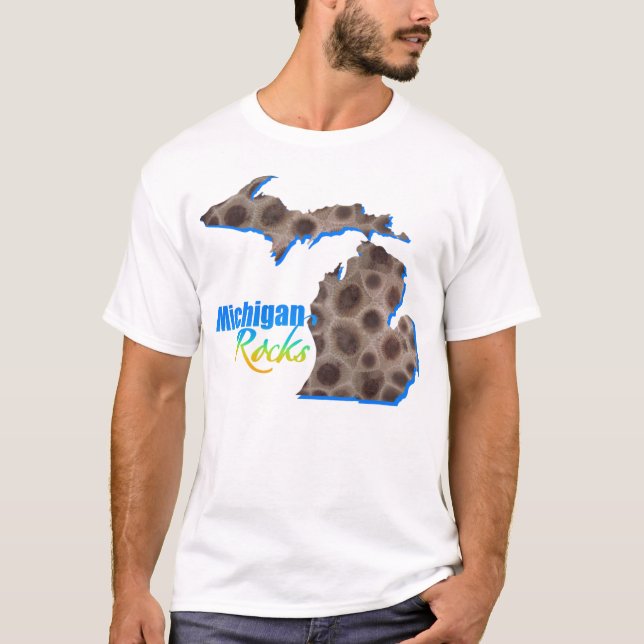 Camiseta Rochas de Michigan | Estilo de caroço de Petoskey  (Frente)