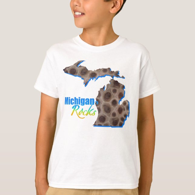 Camiseta Rochas de Michigan | Estilo de caroço de Petoskey  (Frente)