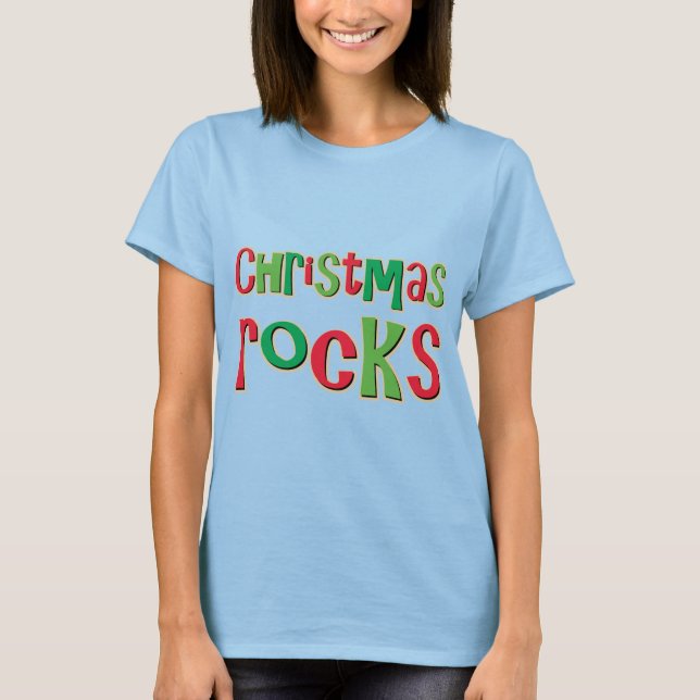 Camiseta Rochas de Natal em Vermelho e Verde (Frente)