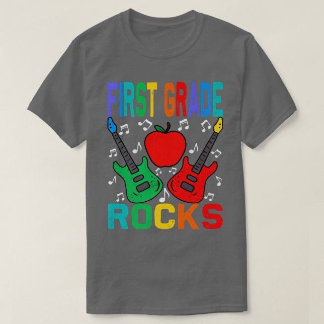 Camiseta Rochas Do Primeiro Grau De Volta À Guitarra Da Esc (Frente do Design)