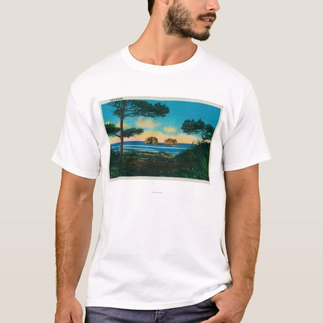 Camiseta Rochas gêmeas em Oregon CoastCoast (Frente)