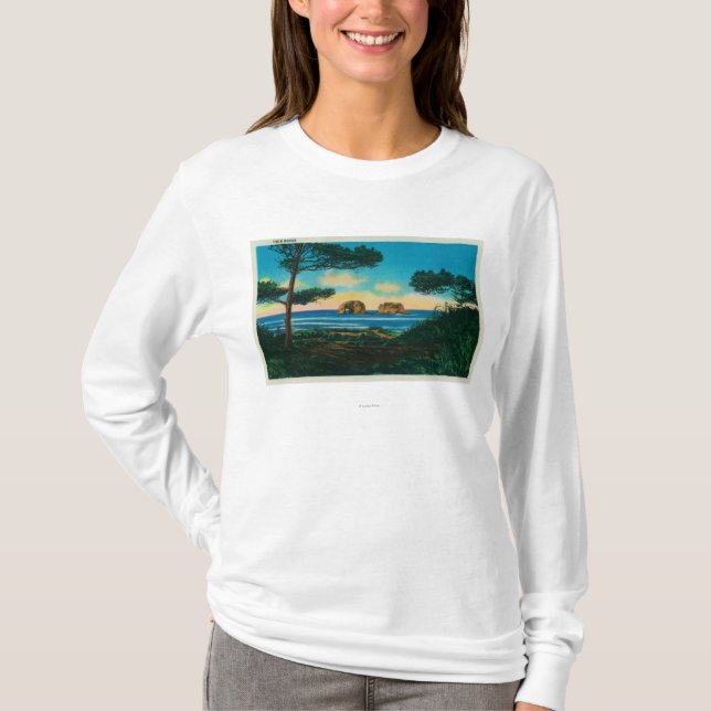 Camiseta Rochas gêmeas em Oregon CoastCoast (Frente)