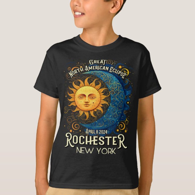 Camiseta Rochester New York 2024 Total Solar Eclipse abril (Frente)