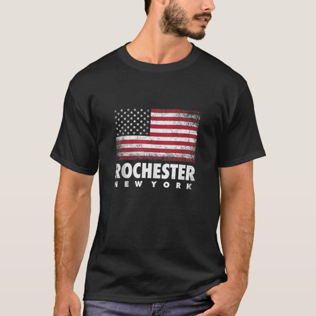 Camiseta Rochester New York 4 de julho American Flag USA A (Frente)