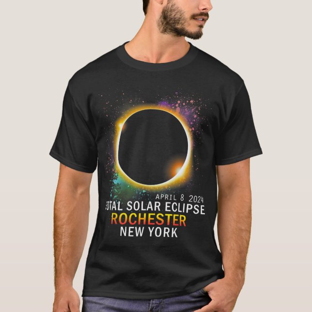 Camiseta Rochester New York Total Solar Eclipse 8 de abril  (Frente)