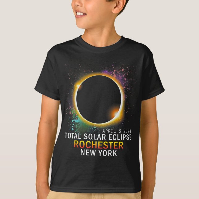 Camiseta Rochester New York Total Solar Eclipse 8 de abril  (Frente)